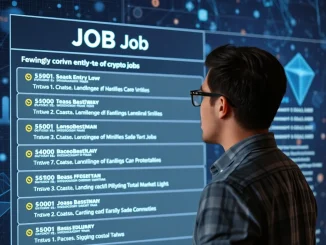 A person searching for entry-level crypto jobs on a digital screen, illustrating the current challenging market for new entrants.