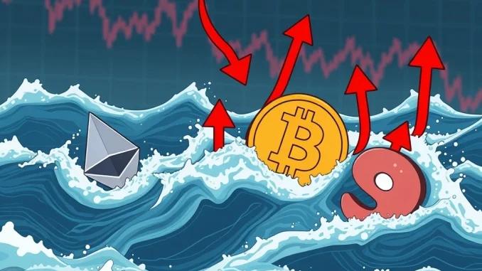Chart showing significant ETH liquidations across the cryptocurrency market, highlighting the impact of market volatility on traders.