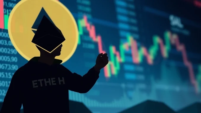 A digital chart showing a cryptocurrency trader making a strategic decision to reduce an ETH long position, reflecting market analysis.