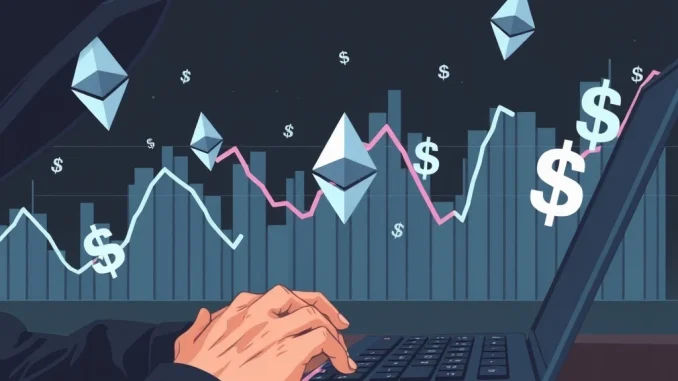 A hacker frantically sells ETH, symbolizing ETH panic selling and millions in Ethereum losses during a crypto market downturn.