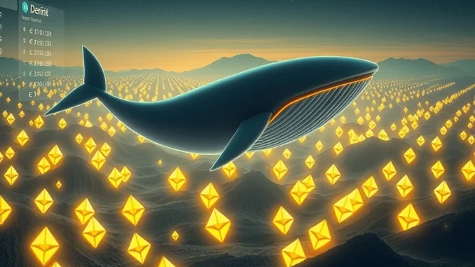 Visualizing a massive ETH transfer of $852 million moving from an unknown wallet to Deribit, highlighting significant Ethereum activity and market impact.