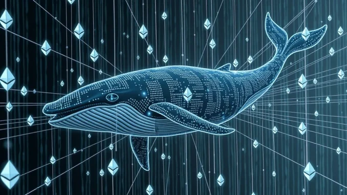 Visualizing a significant **ETH transfer** of 71,000 ETH moving from Deribit to an unknown wallet, highlighting the scale of the crypto transaction.