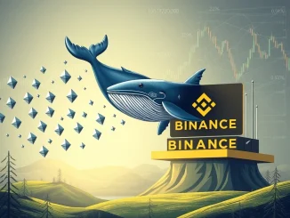 An illustration depicting a significant **Ethereum deposit** being transferred to the Binance exchange, representing large crypto whale activity.