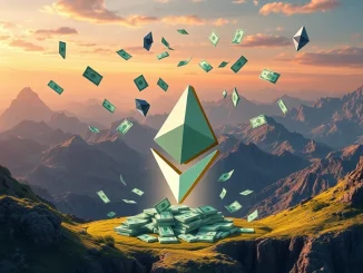 BlackRock's ETHA logo with an upward arrow and Ethereum symbols, representing the significant $127.5M inflow into spot Ethereum ETFs.