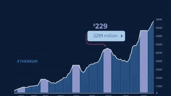 A financial chart illustrating the performance of US spot ETH ETFs, highlighting $289 million in net inflows for September, reflecting key **Ethereum ETFs** market dynamics.