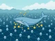 A digital whale, representing an Ethereum ICO whale, systematically selling ETH amidst fluctuating Ethereum price charts, highlighting significant crypto whale activity.