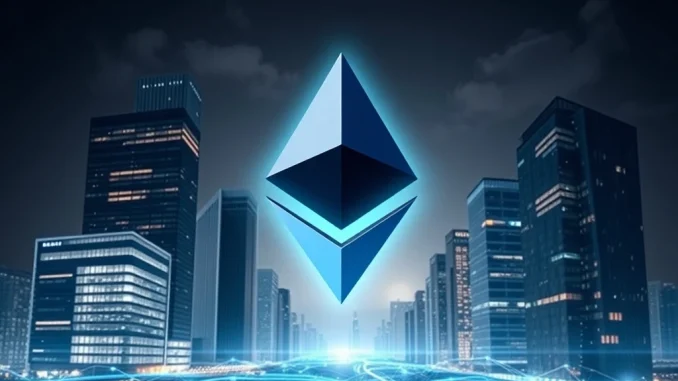 The Ethereum Foundation's new platform for institutional crypto adoption, showing a secure bridge between traditional finance and blockchain.