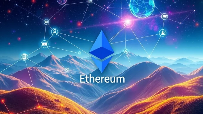 Ethereum developers flocking to the thriving Ethereum ecosystem, signifying strong growth in blockchain development.
