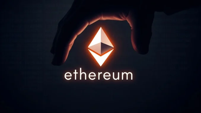 A visual metaphor showing corporate hands (representing Paradigm Capital) reaching towards the Ethereum logo, symbolizing potential influence on **Ethereum decentralization**.