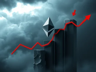 A chart showing Ethereum price nearing a critical $3,500 support level, indicating a potential cryptocurrency downtrend.