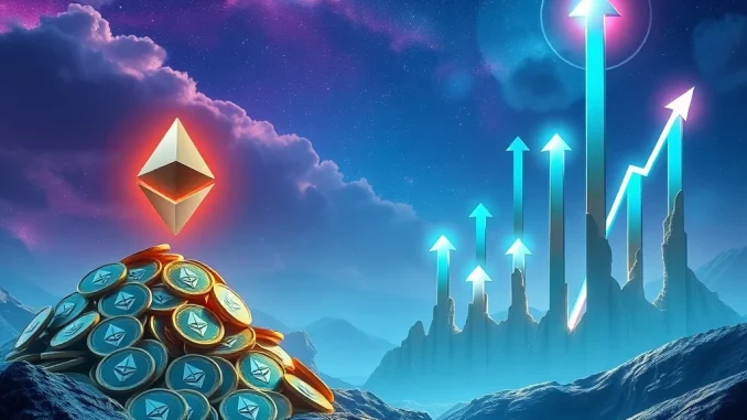 Illustrates the forces driving an **Ethereum price rally**, depicting dwindling supply meeting surging demand, represented by upward arrows and institutional interest.