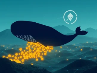 Depiction of a massive Ethereum whale transaction, symbolizing the transfer of 160,000 ETH to an unknown wallet.