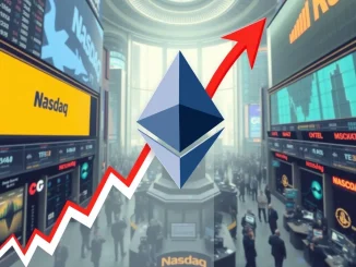 Etherzilla reverse stock split announcement showing a financial chart and Ethereum logo, symbolizing strategic share price boost.