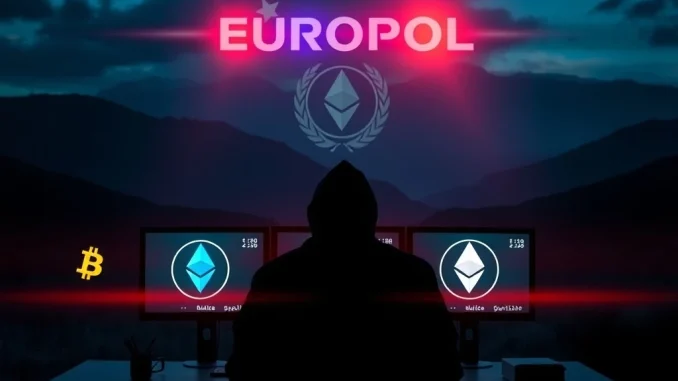 Europol crypto seizure operation showing digital assets being confiscated from a Latvian cybercrime ring.