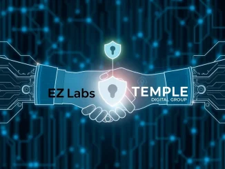 Visualizing **EZ Labs**' strategic investment in Temple Digital Group, securing the future of privacy infrastructure in crypto.