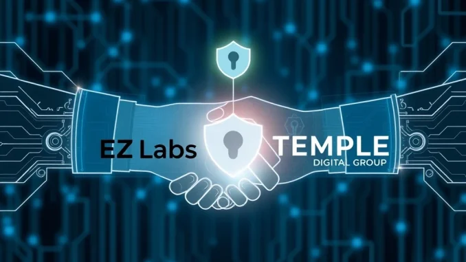 Visualizing **EZ Labs**' strategic investment in Temple Digital Group, securing the future of privacy infrastructure in crypto.