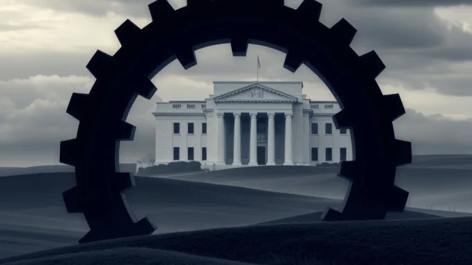 Visualizing the Fed Beige Book's findings, depicting widespread economic stagnation and uncertainty across US districts.