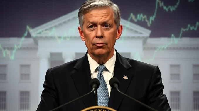 Fed Chair Powell delivering a crucial monetary policy update, impacting global financial markets and the cryptocurrency reaction.