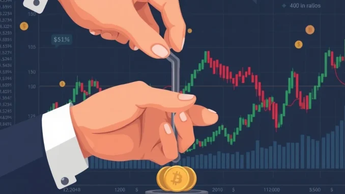 A hand adjusts a lever labeled 'Interest Rates' as crypto charts rise in the background, symbolizing the Federal Reserve rate cut's impact on digital asset markets.
