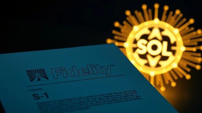 Fidelity Solana ETF: Unveiling a Pivotal S-1 Update for Spot SOL Fidelity Solana ETF application progress represented by a digital S-1 form and Solana logo.