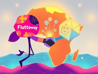 Visual representation of the Flutterwave Polygon partnership, symbolizing a secure and innovative bridge for stablecoin payments across Africa.