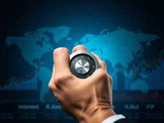 A hand adjusting a dial, symbolizing Federal Reserve rate cuts impacting the economic outlook.