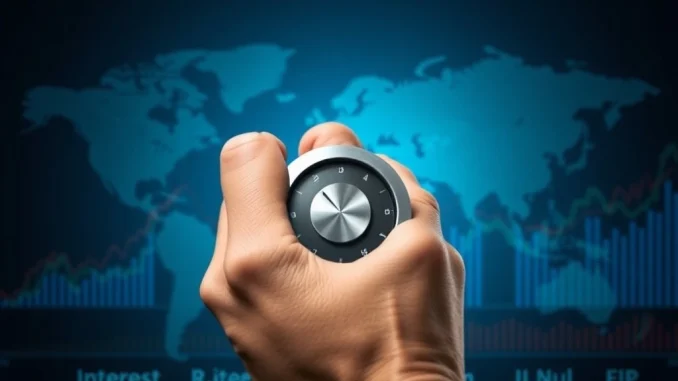 A hand adjusting a dial, symbolizing Federal Reserve rate cuts impacting the economic outlook.
