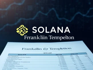 Visualizing the crucial DTCC listing for Franklin Templeton's potential spot Solana ETF, signifying a key step in crypto adoption.