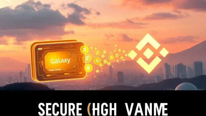 A digital representation of ASTER tokens moving from a Galaxy Digital wallet to Binance, symbolizing a significant crypto deposit.