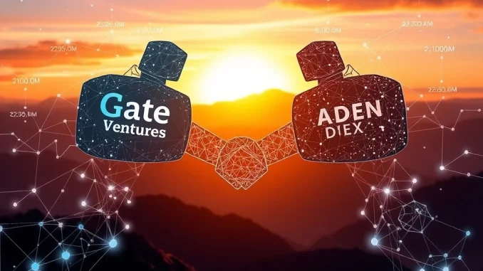 Illustrating Gate Ventures' acquisition of ADEN DEX, symbolizing growth and integration into Gate Layer's ecosystem.