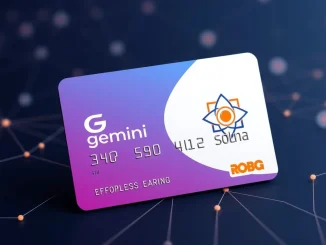 A Gemini Solana card symbolizing automatic SOL staking and lucrative crypto rewards for cardholders.