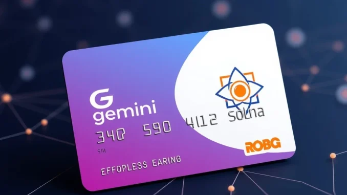 A Gemini Solana card symbolizing automatic SOL staking and lucrative crypto rewards for cardholders.
