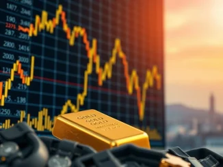 A financial chart illustrating a sharp gold price drop, signaling market volatility and potential shifts in investment outlook.