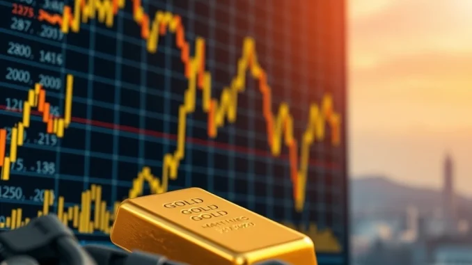 A financial chart illustrating a sharp gold price drop, signaling market volatility and potential shifts in investment outlook.