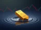 A gold bar falling below a $4,000 threshold line on a financial chart, symbolizing the sudden drop in spot gold price and market volatility.