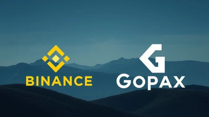 Binance and Gopax logos symbolizing GoFi compensation and financial relief for South Korea crypto investors.