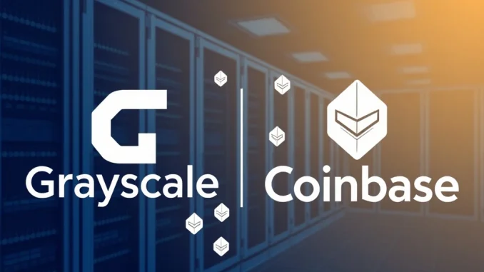 Grayscale's Crucial $16.3 Million ETH Deposit to Coinbase Sparks Market Watch An illustration depicting Grayscale's significant ETH deposit to Coinbase, highlighting institutional crypto movements and the Grayscale ETH connection.