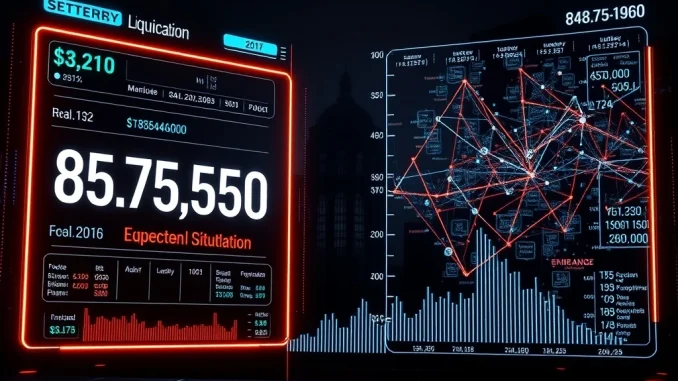 A digital interface highlighting Hyperliquid liquidation data, showing a drastic discrepancy between reported and actual crypto liquidations, emphasizing transparency issues.