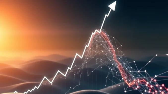 A rising stock chart representing Iris Energy's growth, with AI infrastructure symbols, highlighting the new $100 price target.