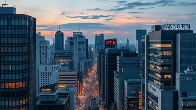 Illustrates **Japan crypto regulation** changes, showing traditional banks restricted from digital assets while securities firms embrace crypto sales.