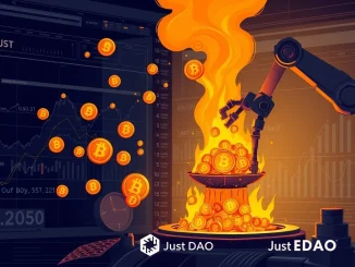 Illustrates the JST buyback and burn proposal, symbolizing financial optimization and growth for the Just DAO.