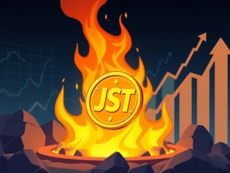 JST buyback and burn transaction visually represented, showing tokens being removed to enhance Just tokenomics.