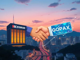 K Bank GOPAX investment partnership symbolizing the integration of traditional finance and cryptocurrency in South Korea.