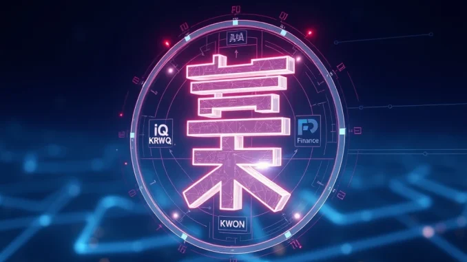 Illustrating the launch of the KRWQ stablecoin, a won-pegged digital asset, representing the partnership between IQ and Frax Finance.