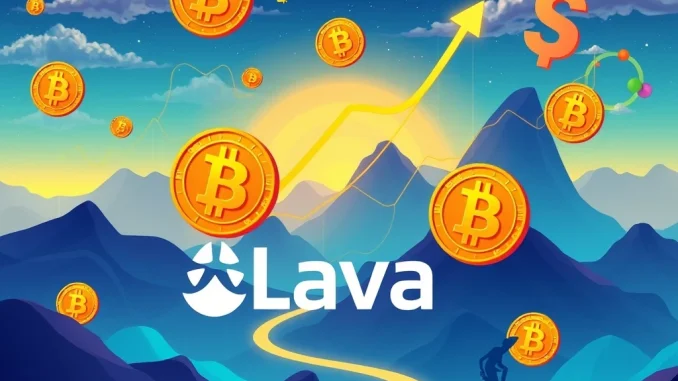 Visualizing Lava's successful $17.5M funding round for its Bitcoin lending platform, symbolizing growth in crypto finance.