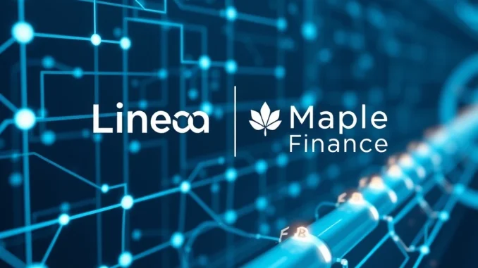 Linea and Maple Finance logos symbolize their new ETH lending partnership, enhancing institutional DeFi loans.