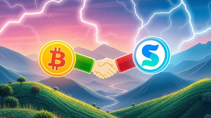 Lolli acquisition of Slice, symbolizing the merger of Bitcoin rewards with passive internet activity, enhancing Lightning Network adoption.