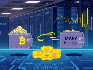 Visualizing a significant MARA Holdings Bitcoin withdrawal, showing BTC flowing from Galaxy Digital to a mining firm's digital wallet.