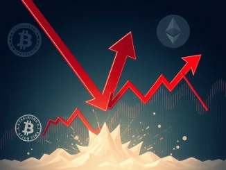 Chart showing a sharp drop, symbolizing massive crypto futures liquidations impacting long positions across Bitcoin and Ethereum.