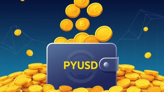 Depiction of 300 million PYUSD minted, highlighting the significant influx of PayPal USD into the crypto market.
